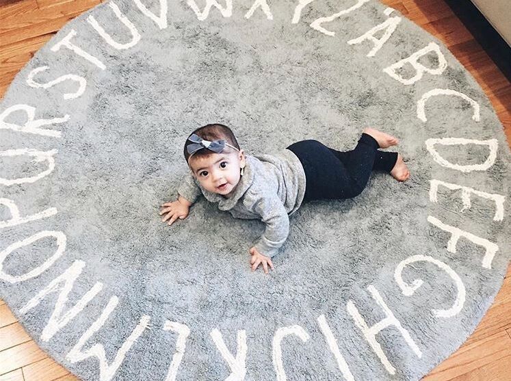 Kids Alphabet Rug, Educational Round Rug