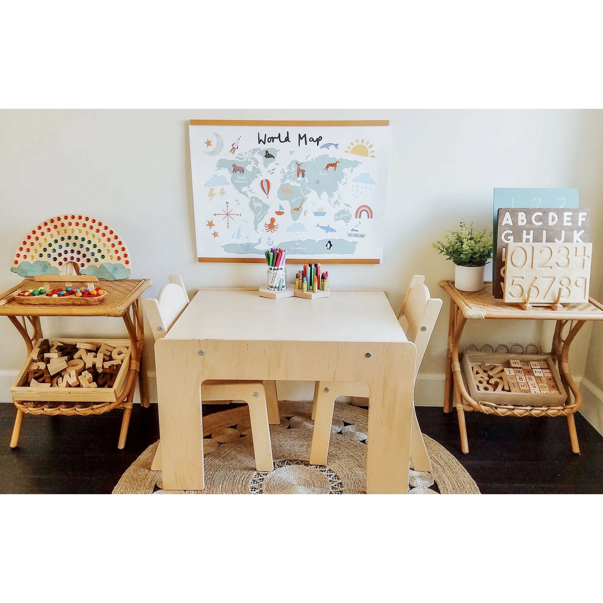 Little Colorado Kids Modern Birch Arts & Crafts Table With Chairs Set - Fancy Nursery
