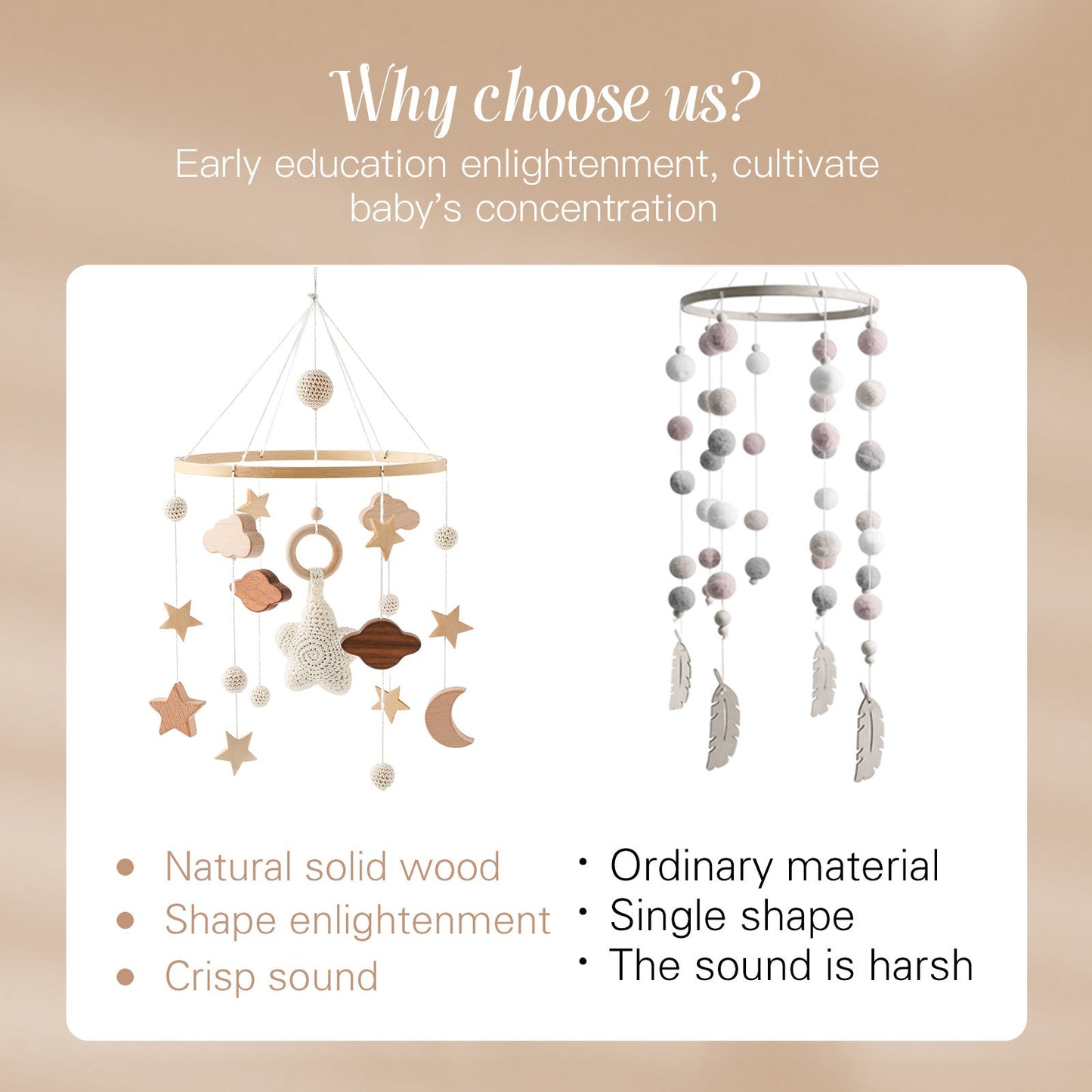 Baby Crib Mobile | Boho Nursery Mobile| Gender Neutral Hand-Crocheted Mobile| Stars, Clouds, Moon - Fancy Nursery