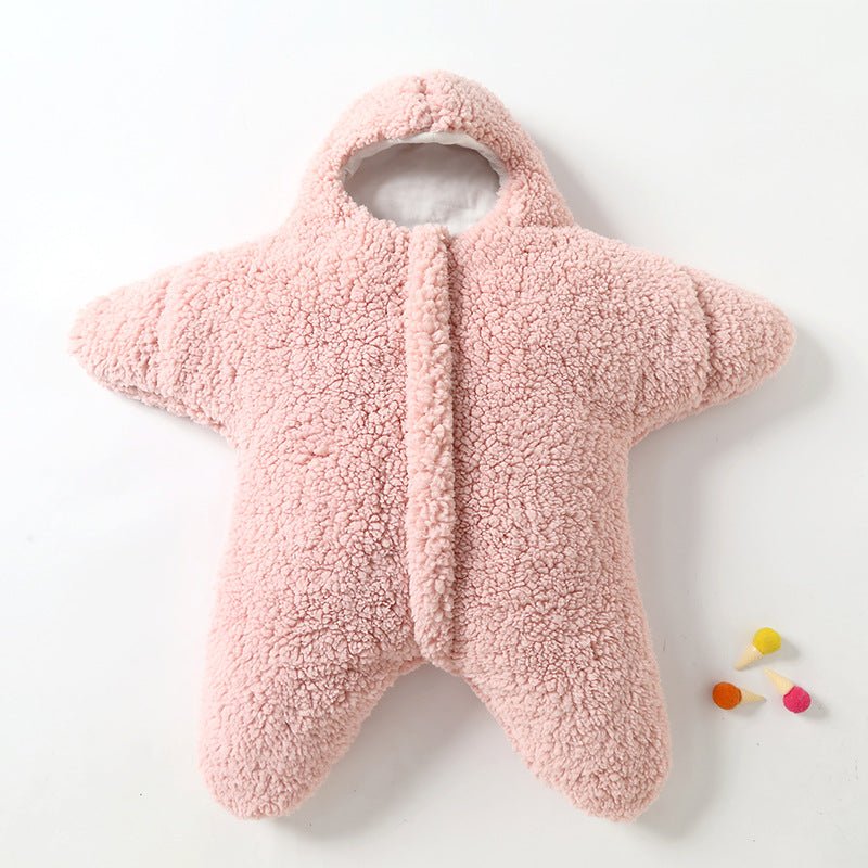 Baby Starfish Lamb Velvet Sleeping Bag Comfortable Newborn Baby Male And Female Baby Outing Winter Quilt Plus Cotton Thickening - Fancy Nursery
