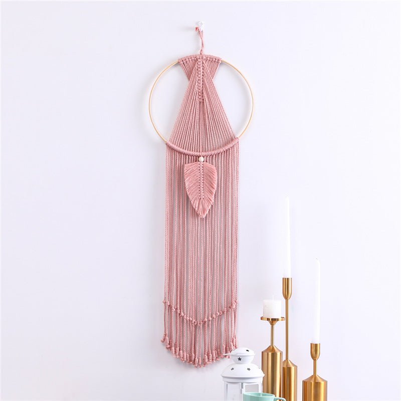 Leaf Macrame Wall Hanging Tapestry Cotton Woven Leaves Tassel Tapestries Door Porch Room Decorations Dorm Gifts - Fancy Nursery