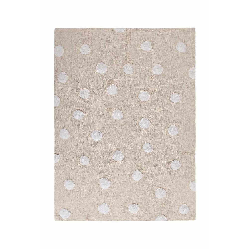 Lorena Canals Kids Washable Rug Polka Dots Beige-White 4' x 5' 3" - Fancy Nursery
