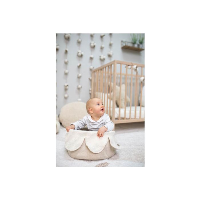 Lorena Canals Round Baby Nursery Storage Basket Petals Ivory - Natural - Fancy Nursery