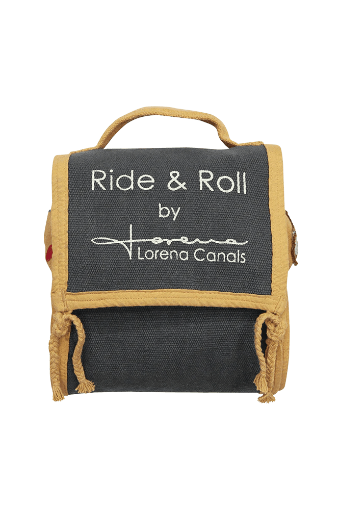 Lorena Canals Soft Toy Ride & Roll School Bus 4" x 9" x 6" Road: 8" x 13 1" - Fancy Nursery