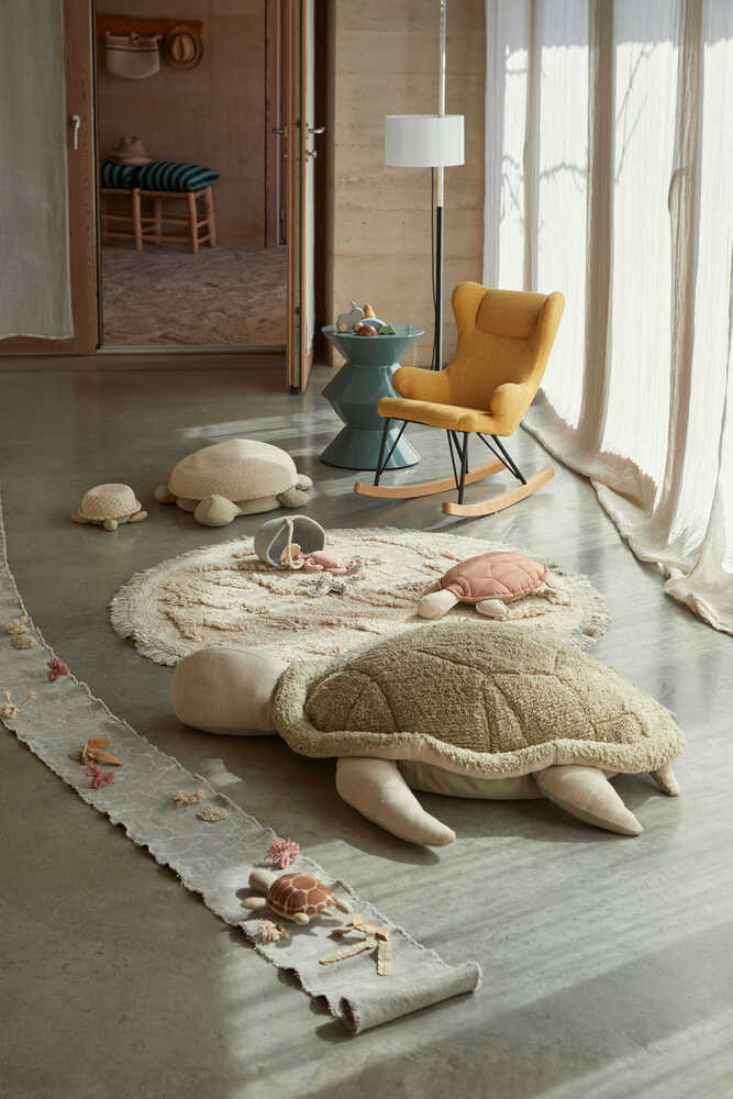 Lorena Canals Washable Pouf Mrs. Turtle - Playroom Floor Cushion - Fancy Nursery