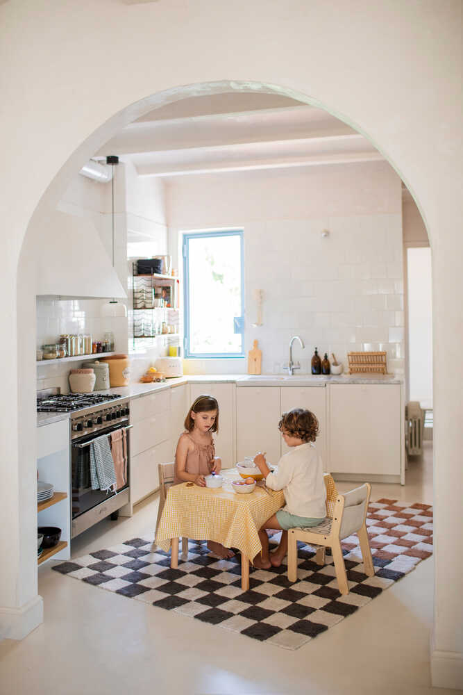 Lorena Canals Washable Rug Kitchen Tiles Dark Grey 4' x 5'3 - Fancy Nursery