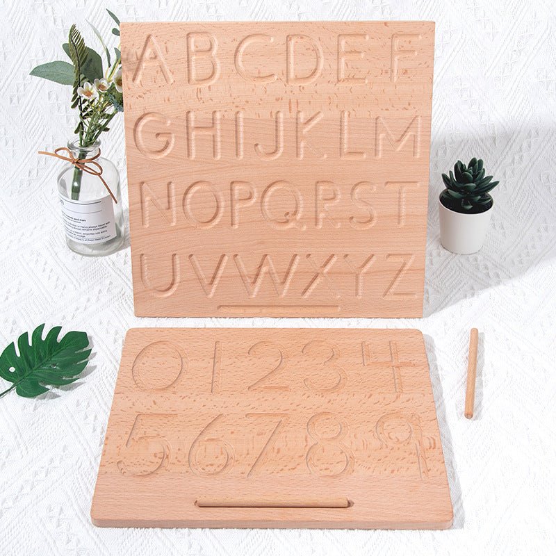 Montessori Wooden Groove Lettering Board - Early Education Toy with Convex & Concave Design - Fancy Nursery