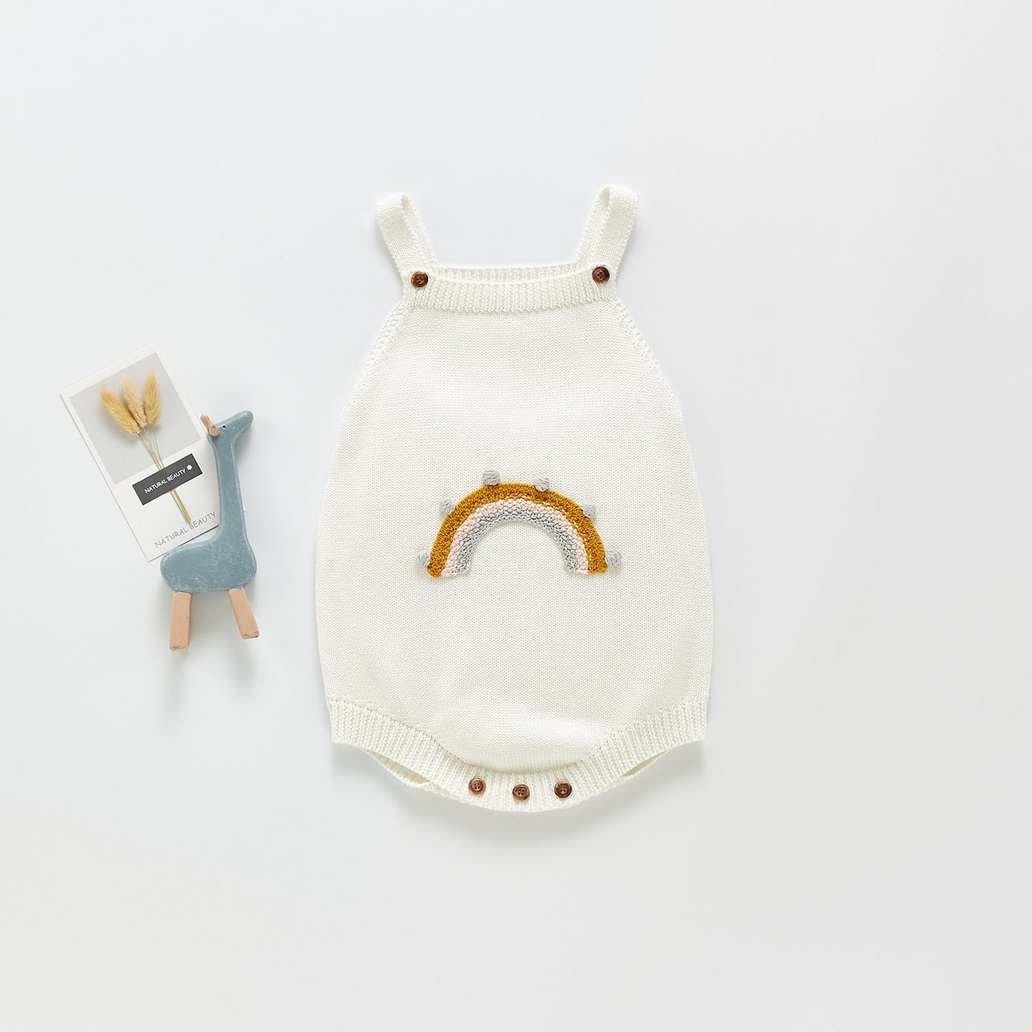 Newborn Baby Knitted Strap Jumper Romper Bodysuit - Fancy Nursery