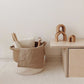 Nursery Jute Cotton Woven Storage Basket - Playroom Organizing Basket - Toy Storage Bag - Fancy Nursery