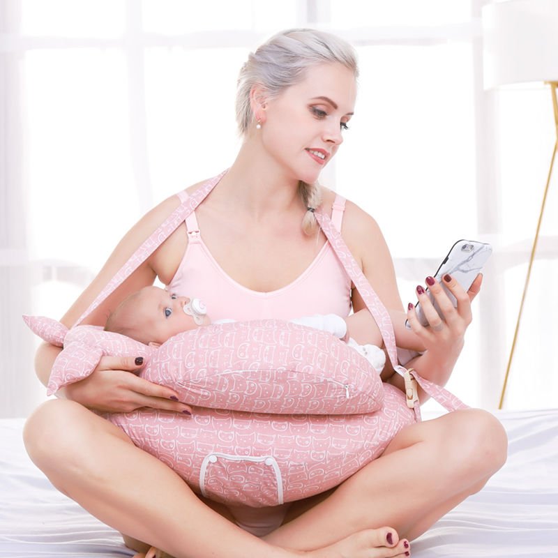 Nursing Pillows - Baby Maternity Breastfeeding Multifunction Adjustable Cushion | Infant Newborn Feeding | Layered Washable Cover - Fancy Nursery