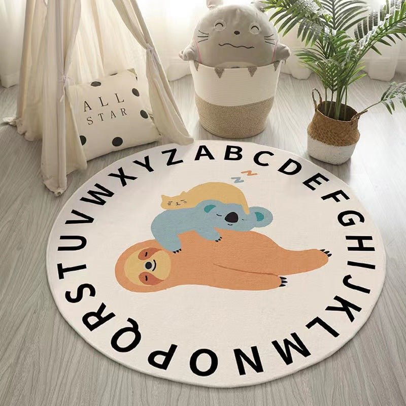 Round Cashmere-like Rug For Baby Nursery - Playroom Rug - ABC Rug - Fancy Nursery